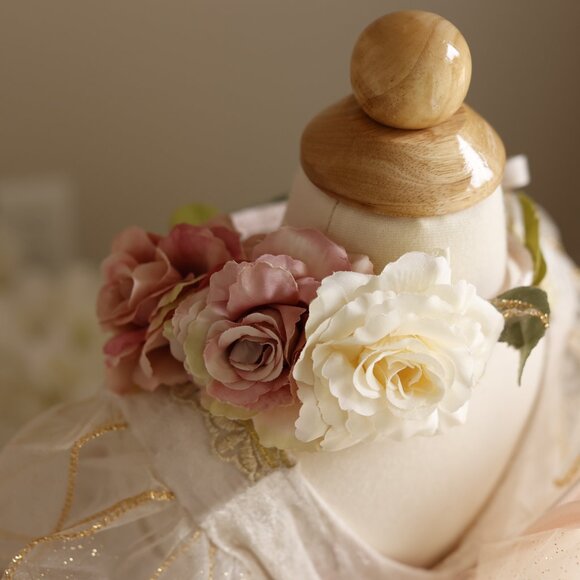 Stunning Fairy Dress Wings Dress-Up Costume Fairy Blush Pink Ivory Gold Like New - Picture 6 of 9